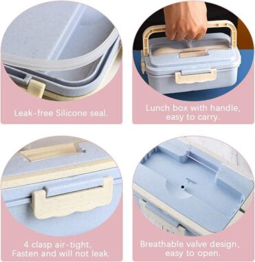 microwavable plastic lunch box with cutlery