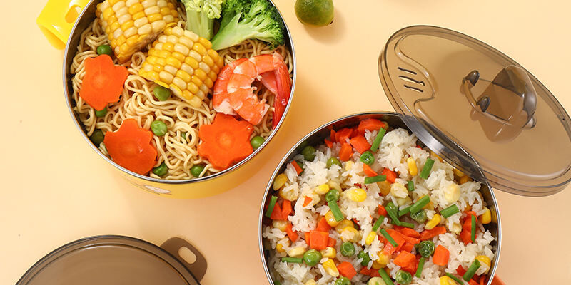 Factory 1200ml Kids Stainless Steel Lunch Boxes with Noodle Bowl Lid (1) 1200ml stainless steel lunch box with lid