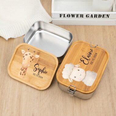 Custom bamboo wooden lid lunch box