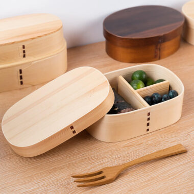 bamboo wooden divided lunch box