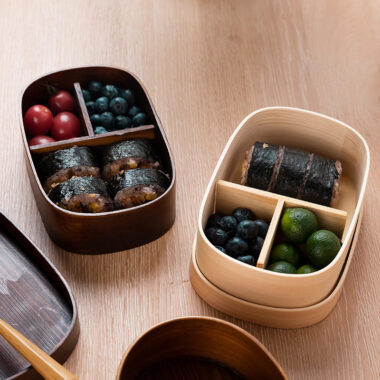 bamboo wooden divided lunch box