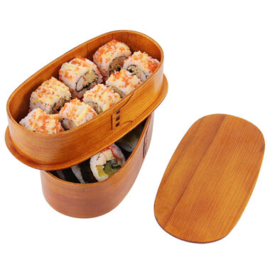 bamboo wooden divided lunch box