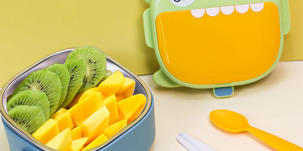 Customized BPA Free Plastic Bento Lunch Boxes with Baby Food Bowl and Spoon