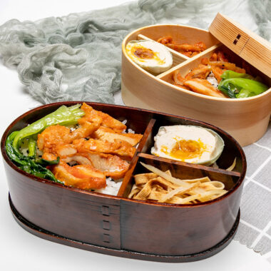 double layer wooden lunch box set