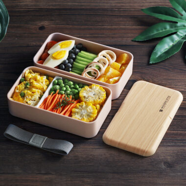 Wooden double layer lunch box