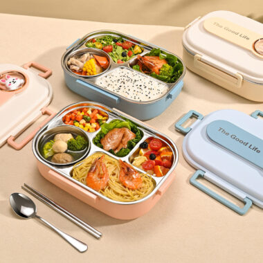 stainless steel 6-compartment food tray