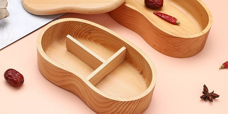 double layer wooden lunch box