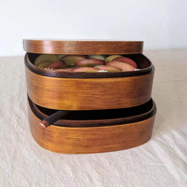 2 layer wooden square lunch box