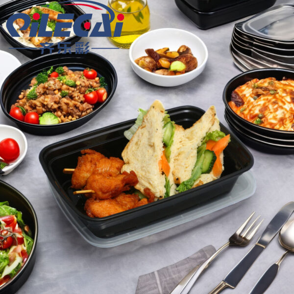 Disposable rectangular plastic lunch boxes