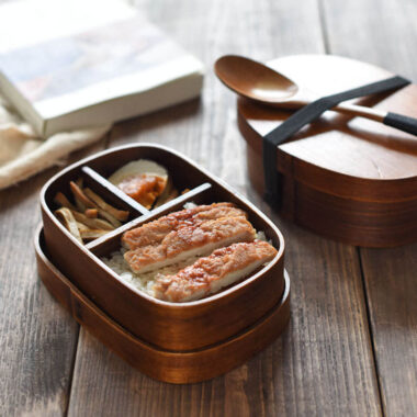 Solid wood square Japanese bento lunch box