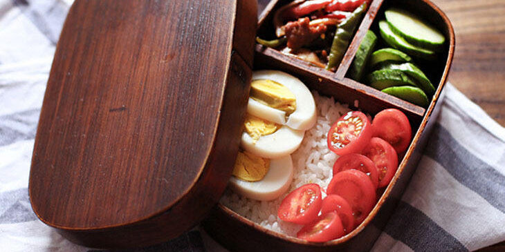 Solid wood square Japanese bento lunch box