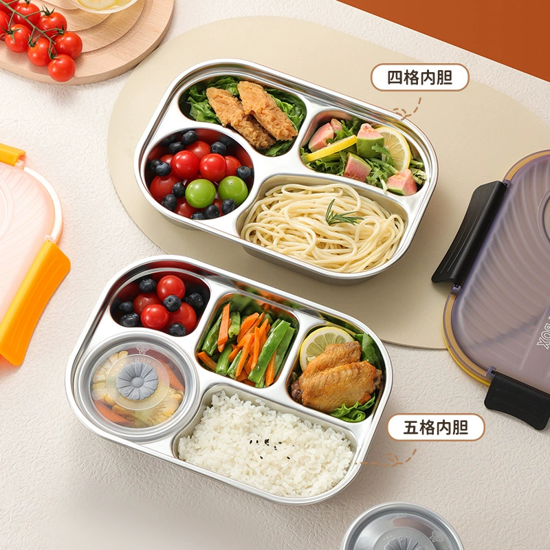 close-up detail 4 of 304 Stainless Steel Four Compartment Rectangular for B2B Lunch Box Orders