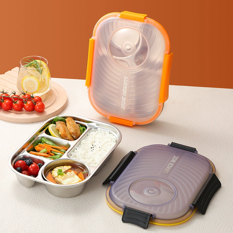 side view 2 of 304 Stainless Steel Four Compartment Rectangular for B2B Lunch Box Orders