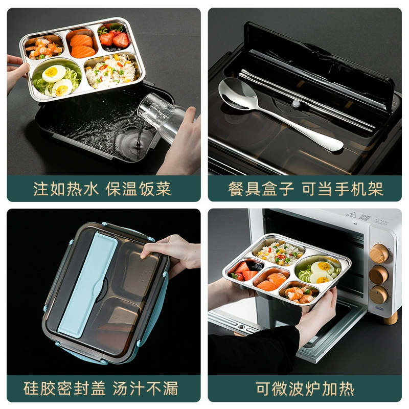 close-up detail 4 of 304 Stainless Steel Four Compartment Rectangular for B2B Lunch Box Orders
