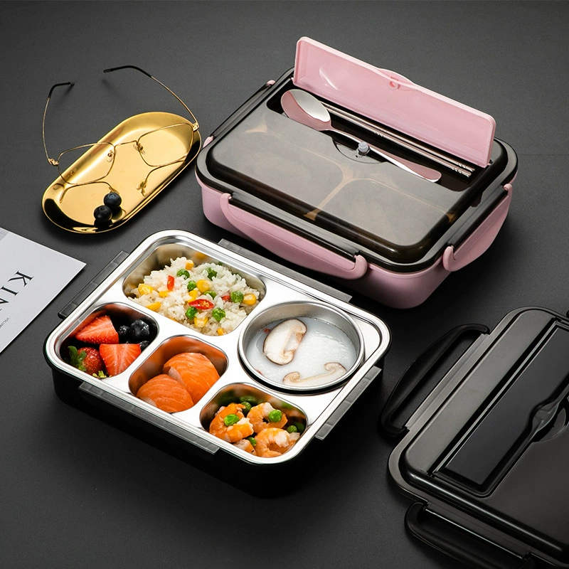 main front view 1 of 304 Stainless Steel Four Compartment Rectangular for B2B Lunch Box Orders