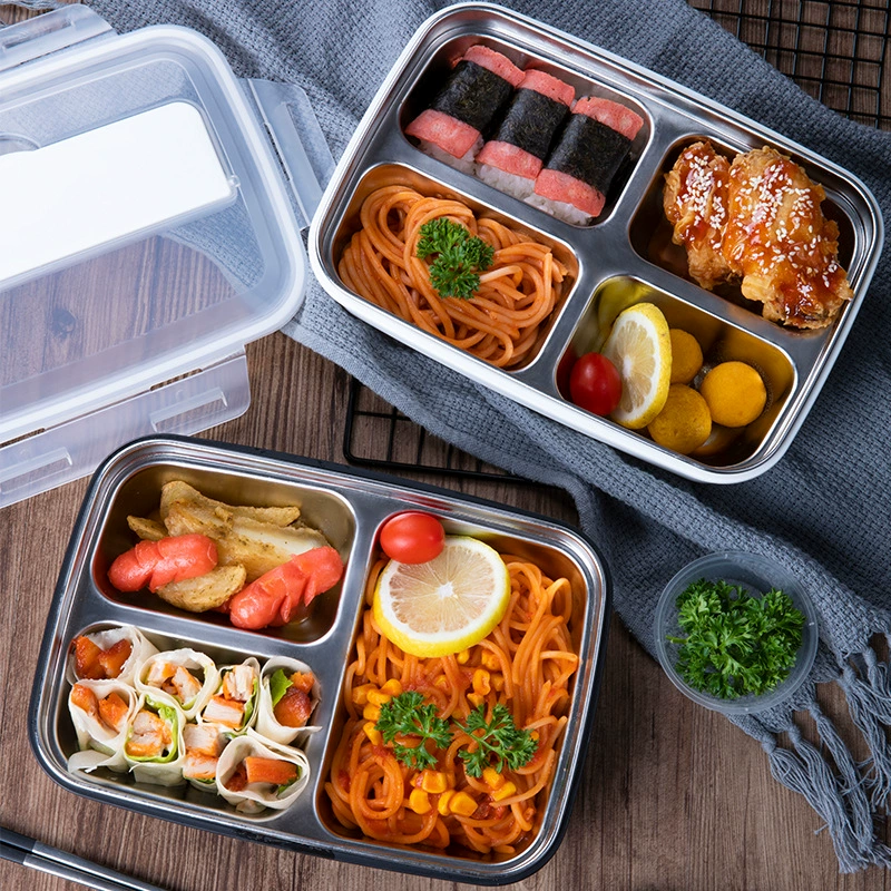 main front view 1 of 304 Stainless Steel Four Compartment Rectangular for B2B Lunch Box Orders