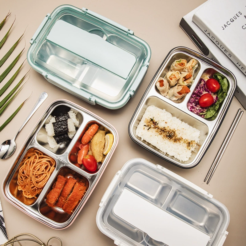 top view 3 of 304 Stainless Steel Four Compartment Rectangular for B2B Lunch Box Orders