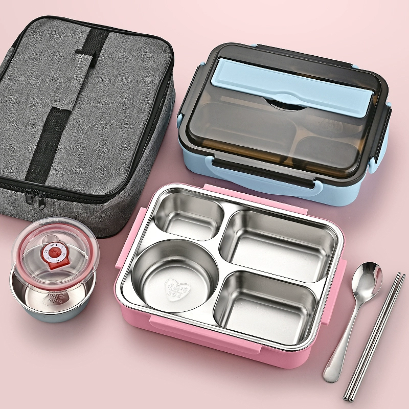 main front view 1 of 304 Stainless Steel Four Compartment for B2B Lunch Box Orders