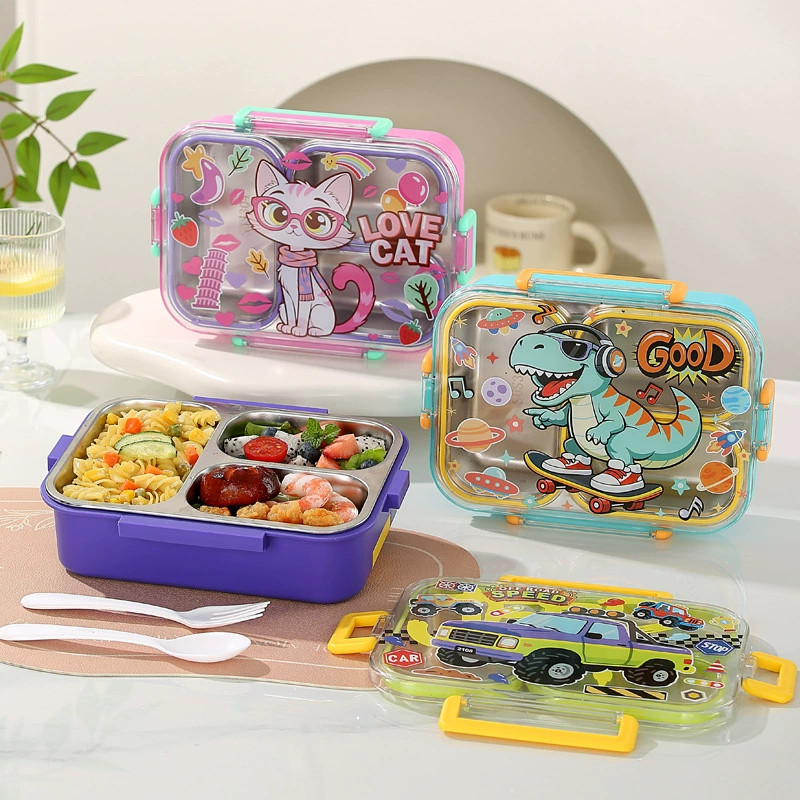 top view 3 of 304 Stainless Steel Three Compartment Rectangular for B2B Lunch Box Orders