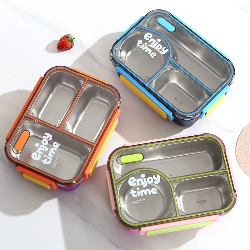 main front view 1 of 304 Stainless Steel Three Compartment for B2B Lunch Box Orders