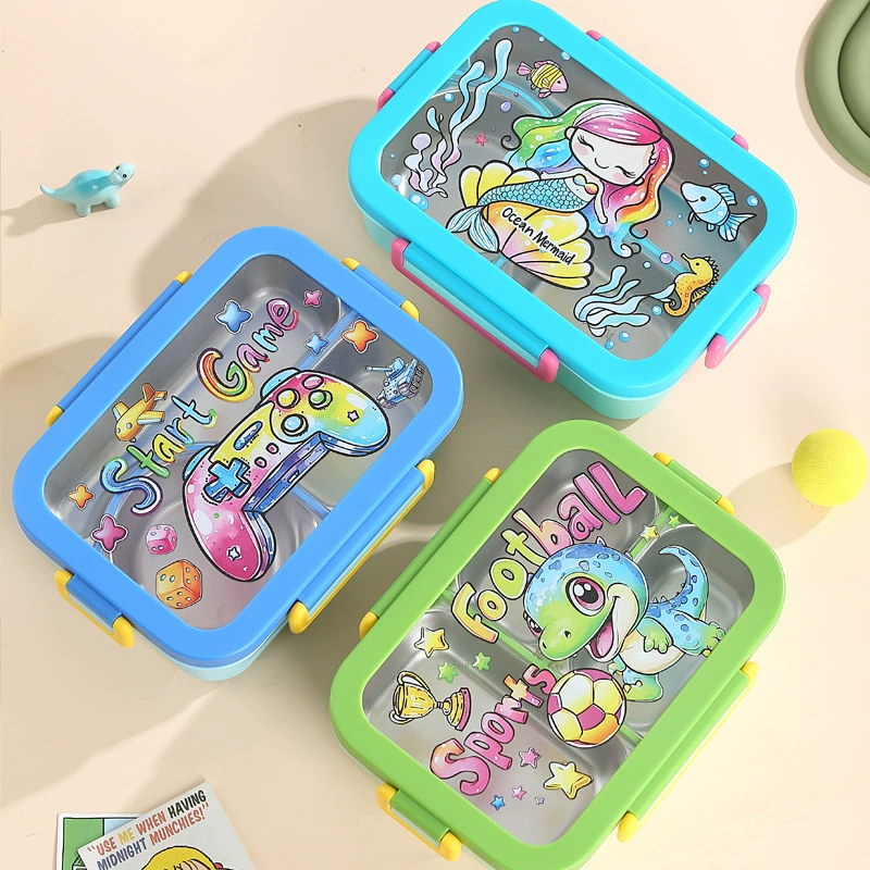 top view 3 of 304 Stainless Steel Three Compartment Rectangular for B2B Lunch Box Orders