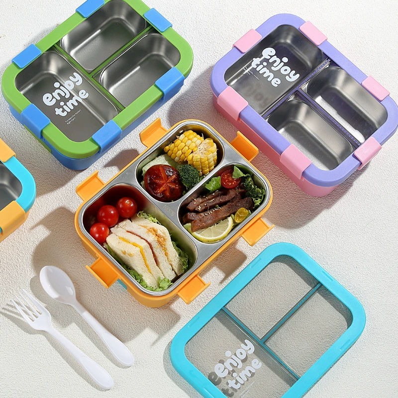 close-up detail 4 of 304 Stainless Steel Three Compartment Rectangular for B2B Lunch Box Orders
