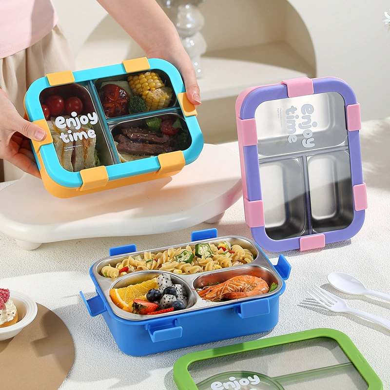 side view 2 of 304 Stainless Steel Three Compartment Rectangular for B2B Lunch Box Orders