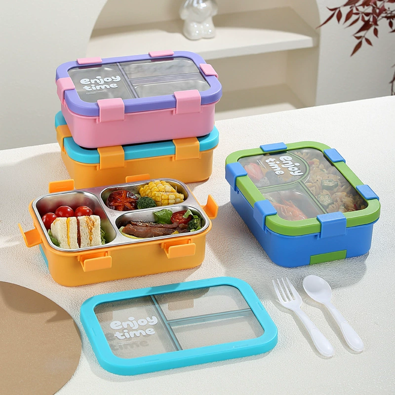 top view 3 of 304 Stainless Steel Three Compartment Rectangular for B2B Lunch Box Orders