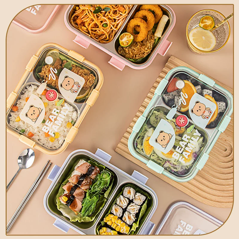 side view 2 of 304 Stainless Steel Three Compartment Rectangular for B2B Lunch Box Orders