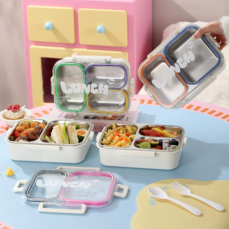 main front view 1 of 304 Stainless Steel Three Compartment Rectangular for B2B Lunch Box Orders