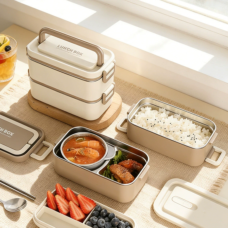 side view 2 of 304 Stainless Steel Three Compartment Rectangular for B2B Lunch Box Orders