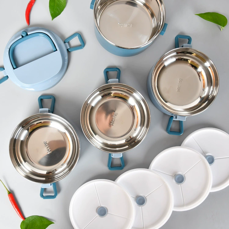 side view 2 of 304 Stainless Steel Four Layer Round Insulated Tiffin Box for Meal Carrying