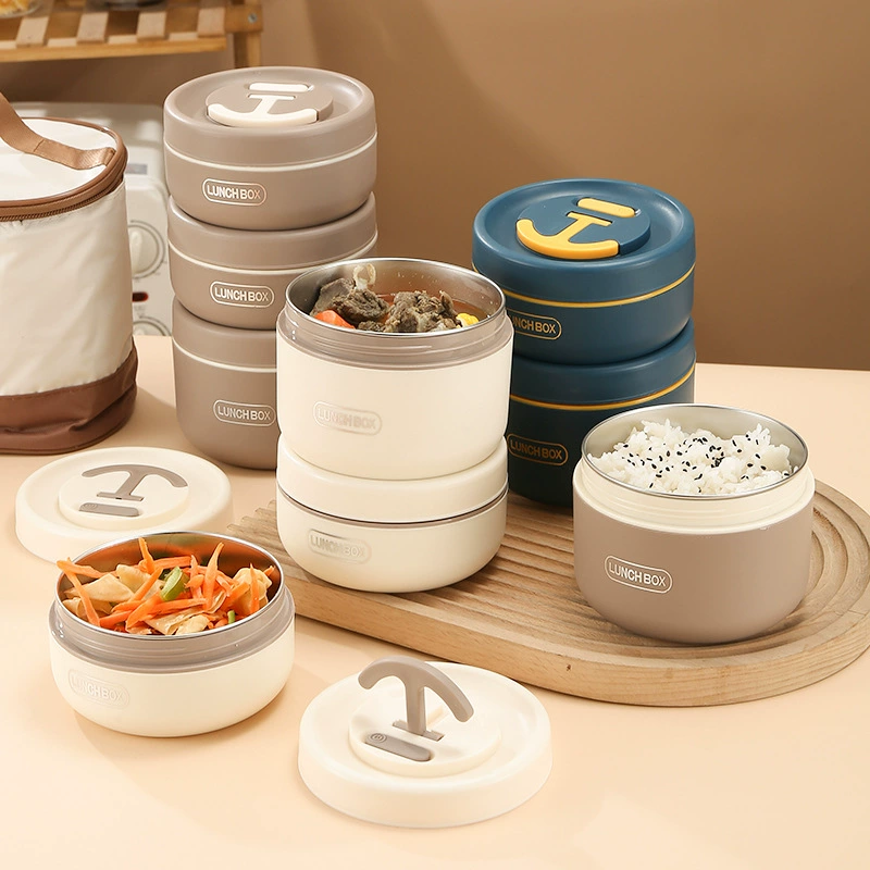 main front view 1 of 304 Stainless Steel Four Layer Round Insulated Tiffin Box for Meal Carrying